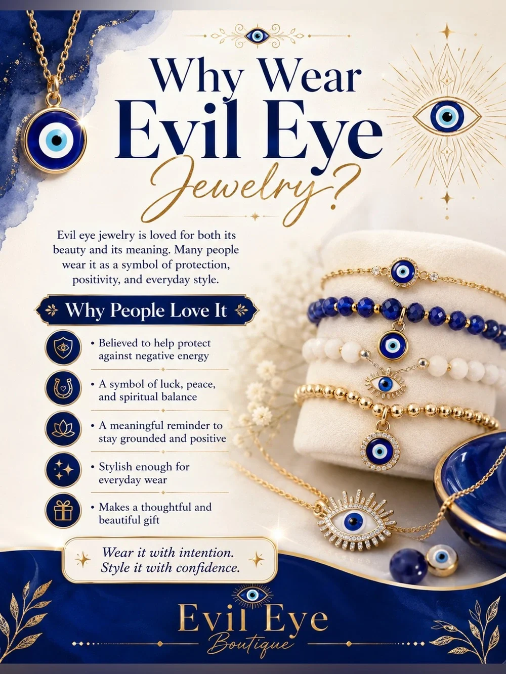 Black Evil Eye Adjustable Cord Bracelet